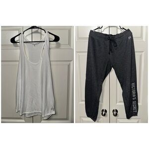 Victoria's Secret White Tank and Charcoal Joggers